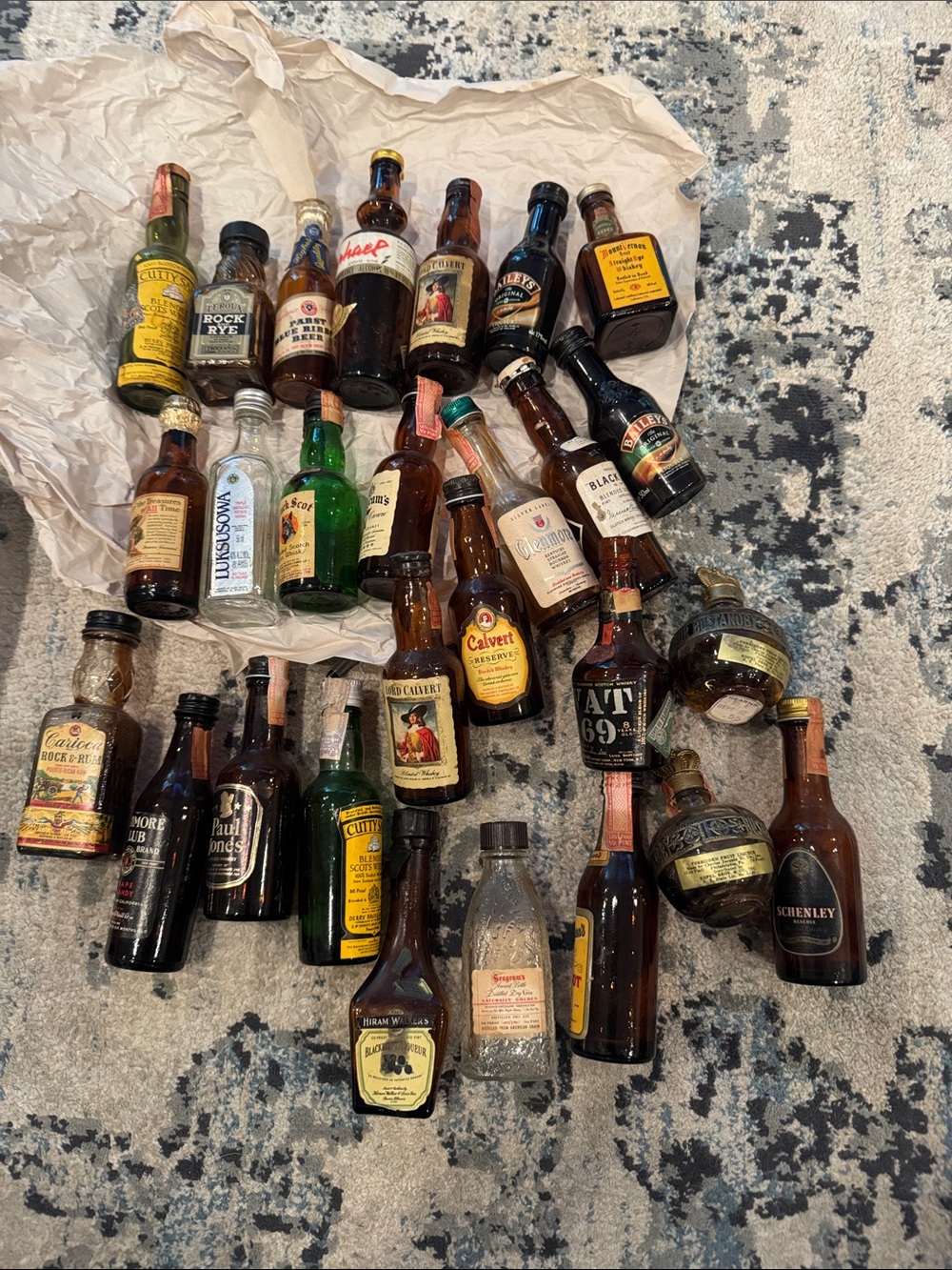Assorted vintage empty Miniature Liquor Bottle Collection - Brown